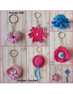 Patron Tuto PDF pour réaliser 8 portes clés au crochet différents