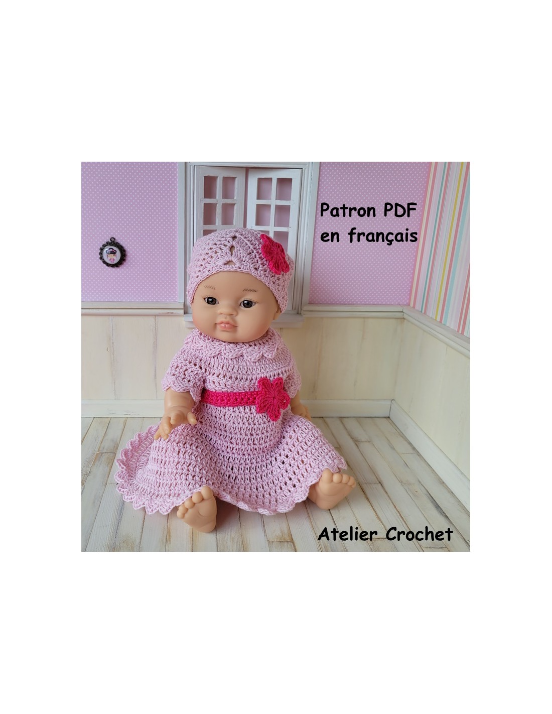 Patron PDF Robe Culotte Ceinture Et Fichu Au Crochet Poupon Paola