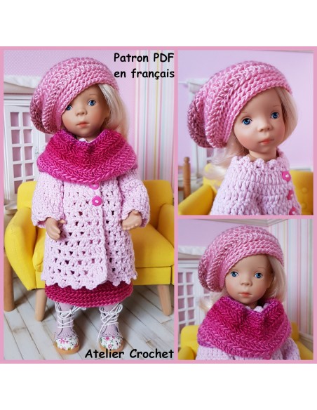 Jupe Manteau Col Et B Ret Patron Pdf De Crochet Pour Poup E Minouche