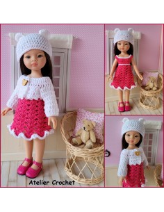 Robe, gilet et bonnet patron PDF de crochet pour poupée Paola Reina Las Amigas 2