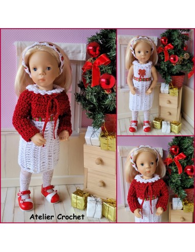 Robe, gilet et serre-tête patron PDF de crochet pour poupée Minouche