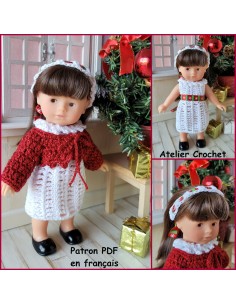 Robe, gilet et serre-tête patron PDF de crochet pour poupée Mini Corolline