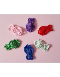 Lot de 6 appliques poissons décoratifs au crochet dans plusieurs couleurs