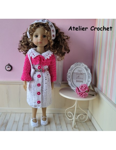 Ensemble robe, gilet, sac, bandeau et chaussures au crochet pour poupée Ruby Red Fashion Friends