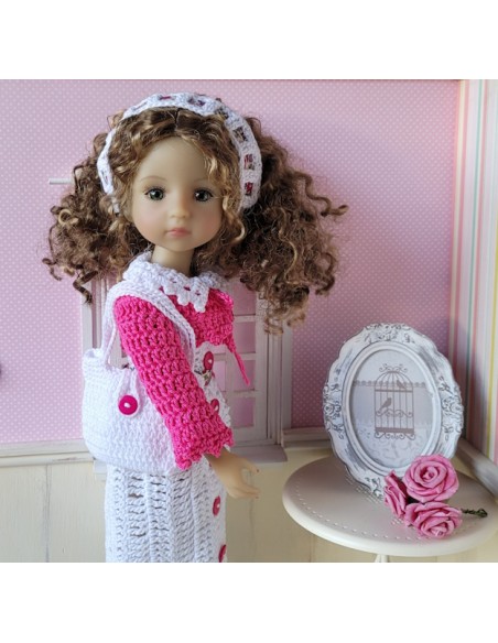 Ensemble robe, gilet, sac, bandeau et chaussures au crochet pour poupée Ruby Red Fashion Friends