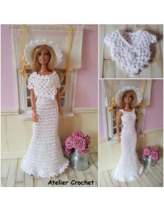 Patron PDF d'une robe de mariée au crochet pour poupée Barbie 2