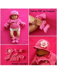 Gilet, bonnet et chaussons patron PDF de crochet pour bébé en 3 tailles