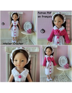 Robe, gilet, bandeau, sac et chaussures patron PDF de crochet pour poupée Paola Reina Las Amigas