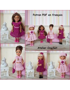 Patron (Tuto) PDF de 4 tenues au crochet pour poupée Chelsea de Mattel