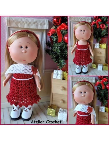 Robe, étole et serre tête pour poupée Mia Nines d'Onil