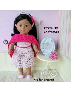 Patron PDF robe, étole et serre tête au crochet pour poupée Ma Corolle