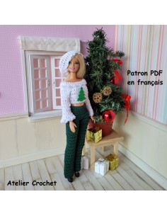 Pantalon, pull et béret patron PDF de crochet pour poupée Barbie