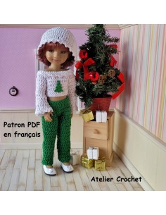 Pantalon, pull et béret patron PDF de crochet pour poupée Ruby Red Fashion Friends