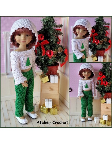 Pantalon, pull et béret patron PDF de crochet pour poupée Ruby Red Fashion Friends