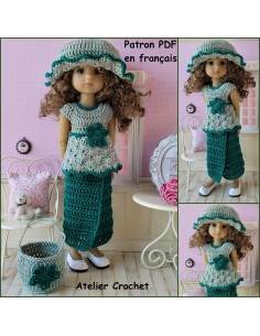 Top, jupe, chapeau et sac patron PDF de crochet pour poupée Ruby Red Fashion Friends