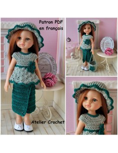 Top, jupe, chapeau et sac patron PDF de crochet pour poupée Paola Reina Las Amigas