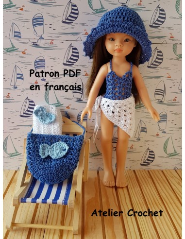 Maillot de bain, chapeau, paréo, sac et serviette de plage patron PDF de crochet pour Paola Reina Las Amigas
