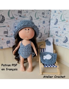 Maillot de bain, chapeau, paréo, sac et serviette de plage patron PDF de crochet pour Mia Nines Onil