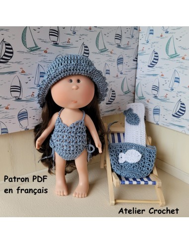 Maillot de bain, chapeau, paréo, sac et serviette de plage patron PDF de crochet pour Mia Nines Onil