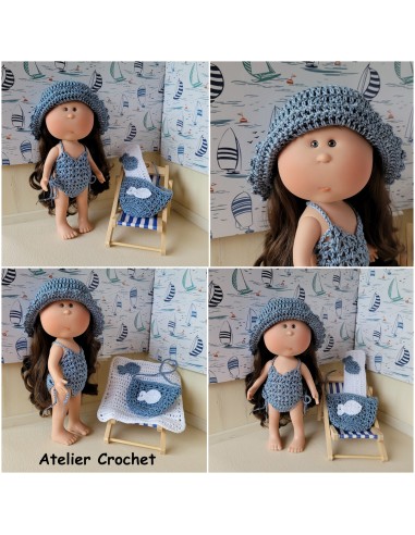 Maillot de bain, chapeau, paréo, sac et serviette de plage patron PDF de crochet pour Mia Nines Onil
