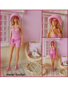 Combishort, chapeau et sac patron PDF de crochet pour Barbie 2