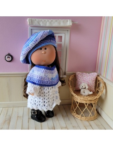 Jupe, manteau, béret et écharpe pour poupée Mia Nines d'Onil
