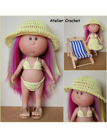 ensemble de plage au crochet pour poupée Little Mia Nines d'Onil