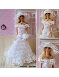 Patron PDF d'une tenue de mariée au crochet pour Barbie 2