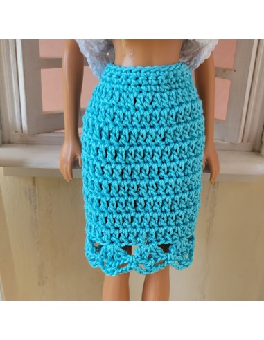 Jupe, tunique, chapeau et sac au crochet pour poupée Barbie