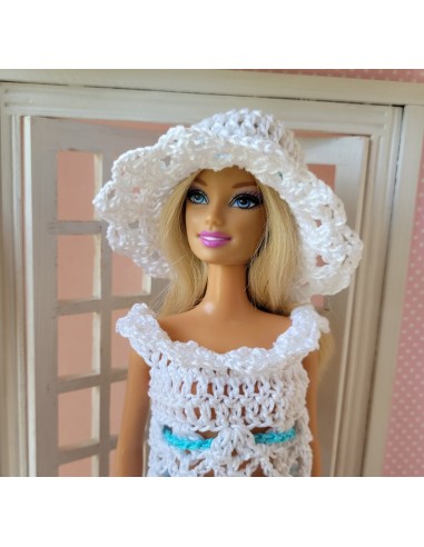 Jupe, tunique, chapeau et sac au crochet pour poupée Barbie