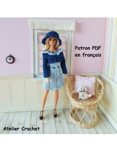 Robe, gilet et chapeau patron PDF de crochet pour poupée Barbie