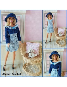 Robe, gilet et chapeau patron PDF de crochet pour poupée Barbie 2