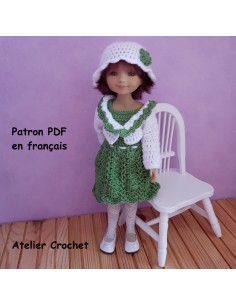 Robe, gilet et chapeau patron PDF de crochet pour poupée Ruby Red Fashion Friends