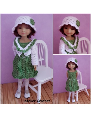 Robe, gilet et chapeau patron PDF de crochet pour poupée Ruby Red Fashion Friends