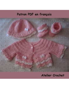 Patron PDF ensemble gilet, bonnet et chaussons au crochet