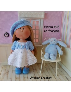 Robe, ceinture, culotte, gilet et béret patron PDF de crochet pour poupée Mia Nines d'Onil