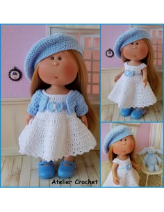 Robe, ceinture, culotte, gilet et béret patron PDF de crochet pour poupée Mia Nines d'Onil 2