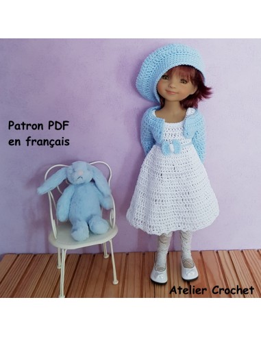 Robe, ceinture, gilet et béret patron PDF de crochet pour poupée Ruby Red Fashion Friends