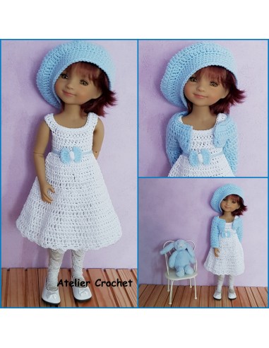Robe, ceinture, gilet et béret patron PDF de crochet pour poupée Ruby Red Fashion Friends