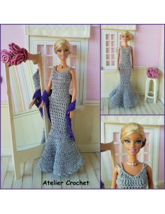 Robe de soirée et étole patron PDF de crochet pour poupée Barbie 2