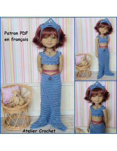 Top, queue et diadème patron PDF de crochet pour poupée Ruby Red Fashion Friends