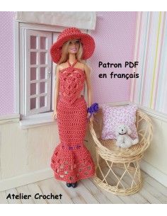 Top, jupe et chapeau patron PDF de crochet pour poupée Barbie