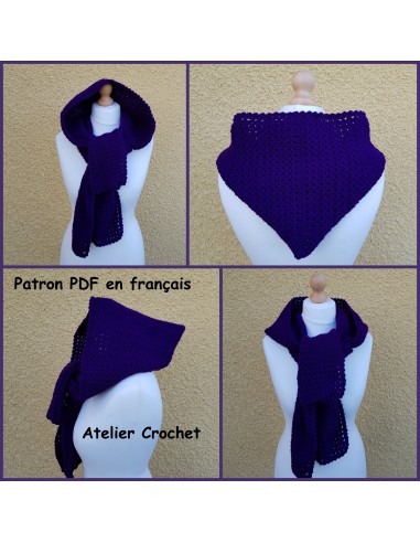 Patron PDF d'une écharpe capuche au crochet