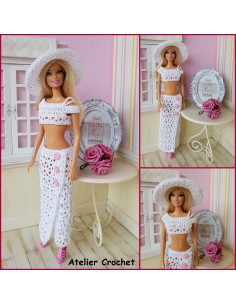 Top, jupe et chapeau patron PDF de crochet pour Barbie 2