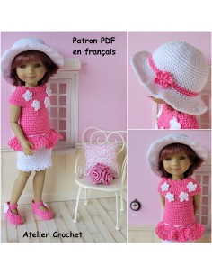 Jupe, tunique, chapeau et chaussures patron PDF de crochet pour poupée Fashion Friends