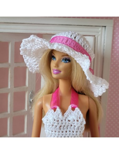 robe, sac et chapeau au crochet pour poupée Barbie