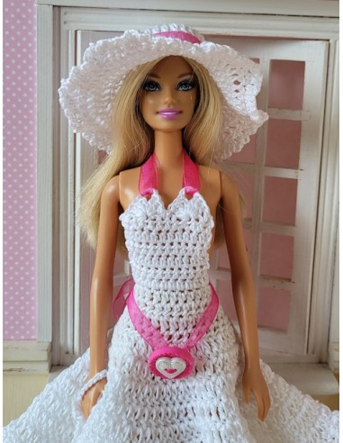 robe, sac et chapeau au crochet pour poupée Barbie