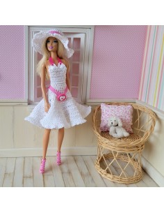 robe, sac et chapeau au crochet pour poupée Barbie 2