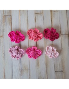 Lot de 6 papillons décoratifs au crochet 2