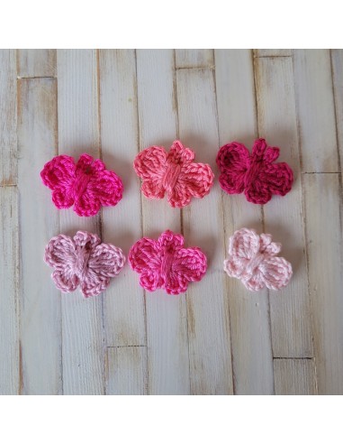 Lot de 6 papillons décoratifs au crochet